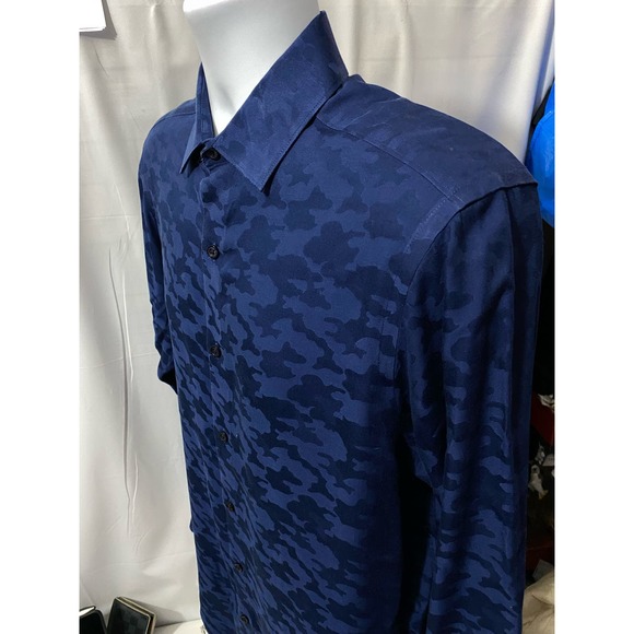 Hart Schaffner Marx Dress Shirt Blue Non-Iron MSRP $100 Medium - Picture 10 of 12